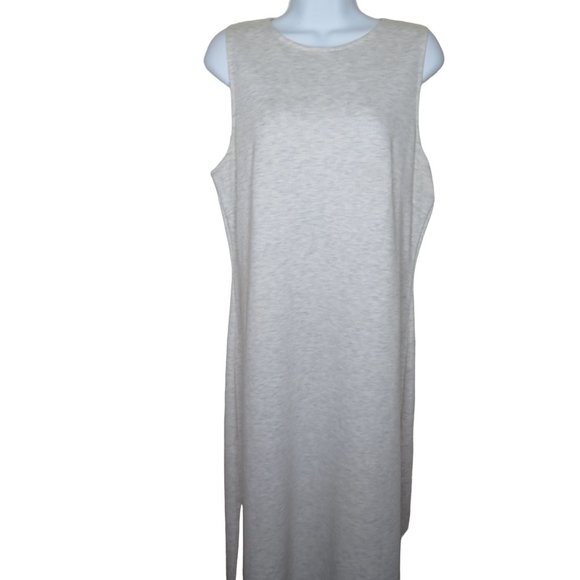 H&M Midi Sleeveless Tank Dress Light Gray Size Large Zip Knit Pullover Slit Leg - Picture 8 of 10